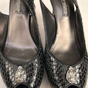 Brighton Black and Silver Slingback Heels